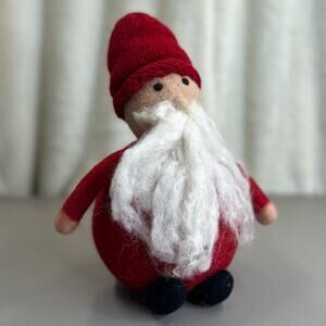 Pottery Barn Felt Santa Claus Plush Holiday Christmas Decor Round Figurine NEW